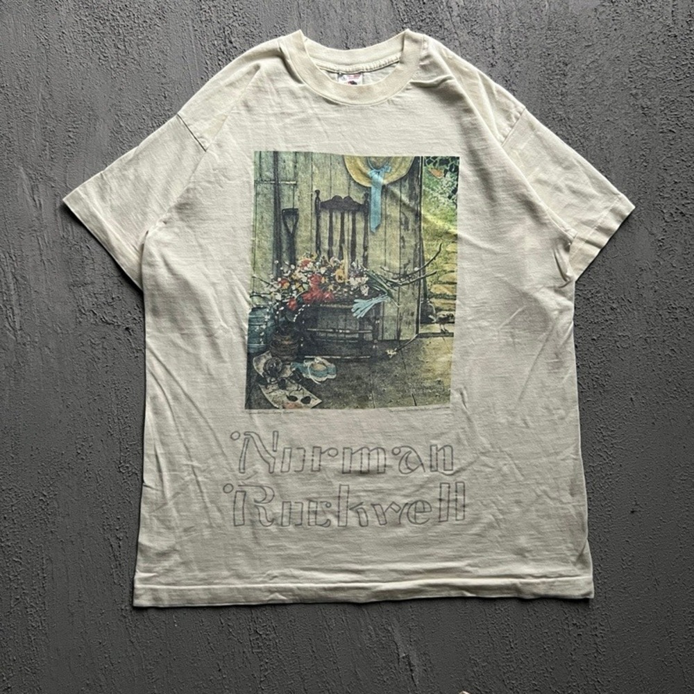 Vintage Norman Rockwell Shirt Large White‎ 1990s Art Graphic